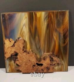 Stained Glass With Wood Burl Inset Hanging Panel