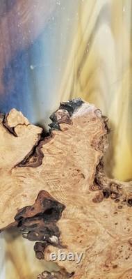 Stained Glass With Wood Burl Inset Hanging Panel