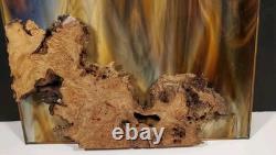 Stained Glass With Wood Burl Inset Hanging Panel