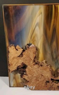 Stained Glass With Wood Burl Inset Hanging Panel