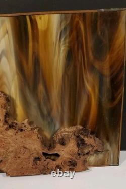 Stained Glass With Wood Burl Inset Hanging Panel