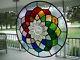 Stained Glass panel with old dish-colorful