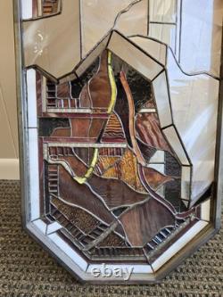Stained Hanging Window Panel Glass Rare 3D Vintage Art Deco