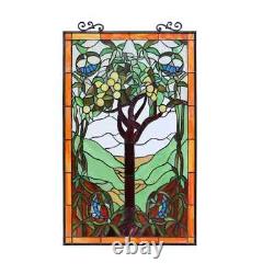 Stained Hanging Window Panel Glass Tree of Life Nature Design Tiffany Style