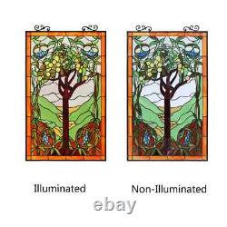 Stained Hanging Window Panel Glass Tree of Life Nature Design Tiffany Style