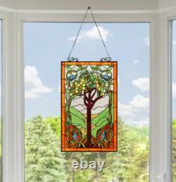 Stained Hanging Window Panel Glass Tree of Life Nature Design Tiffany Style