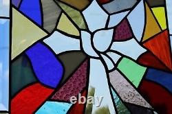 Stained glass Christianity colorful window panel 22.5 x18.5,57x47cm beveled