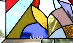 Stained glass Christianity colorful window panel 22.5 x18.5,57x47cm beveled