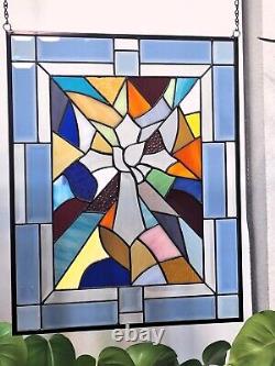 Stained glass Christianity colorful window panel 22.5 x18.5,57x47cm beveled