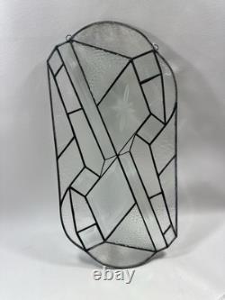 Stained glass Clear Beveled and Textured window Suncatcher panel 19.5 X 9.5