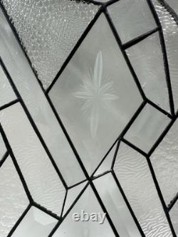 Stained glass Clear Beveled and Textured window Suncatcher panel 19.5 X 9.5