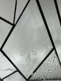 Stained glass Clear Beveled and Textured window Suncatcher panel 19.5 X 9.5