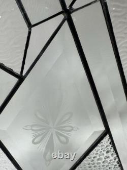 Stained glass Clear Beveled and Textured window Suncatcher panel 19.5 X 9.5