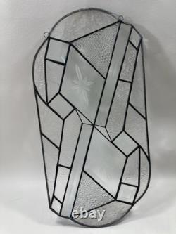 Stained glass Clear Beveled and Textured window Suncatcher panel 19.5 X 9.5