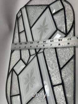 Stained glass Clear Beveled and Textured window Suncatcher panel 19.5 X 9.5