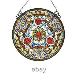 Stained glass Floral Tiffany-glass Window Panel 24 Wide
