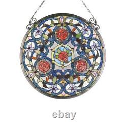Stained glass Floral Tiffany-glass Window Panel 24 Wide