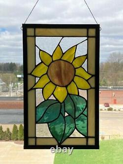 Stained glass SUNFLOWER window panel Usa Handcrafted