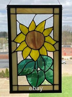 Stained glass SUNFLOWER window panel Usa Handcrafted