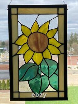 Stained glass SUNFLOWER window panel Usa Handcrafted