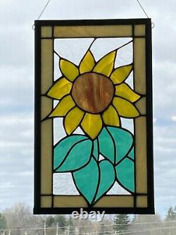 Stained glass SUNFLOWER window panel Usa Handcrafted