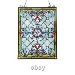 Stained glass Tiffany-style Victorian Design Window Panel 18 x 25