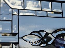 Stained glass, clear transom, rectangular 24.1/2 x 14 1/8 window hanging, panel