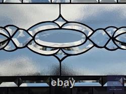 Stained glass, clear transom, rectangular 24.1/2 x 14 1/8 window hanging, panel