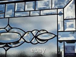Stained glass, clear transom, rectangular 24.1/2 x 14 1/8 window hanging, panel
