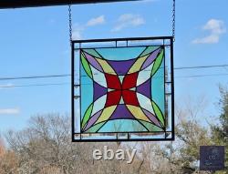 Stained glass hanging panel, 14 x 14