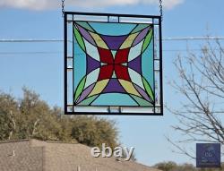 Stained glass hanging panel, 14 x 14