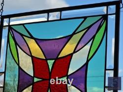 Stained glass hanging panel, 14 x 14