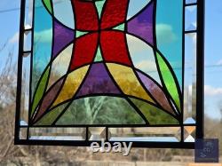 Stained glass hanging panel, 14 x 14