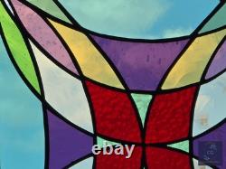 Stained glass hanging panel, 14 x 14