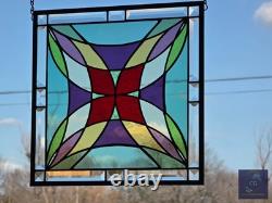 Stained glass hanging panel, 14 x 14