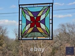 Stained glass hanging panel, 14 x 14