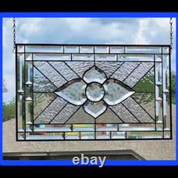 Stained glass hanging panel Clear Beveled 20.5x12.5