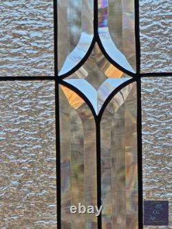 Stained glass hanging panel Victorian Seafoam Green Bevels