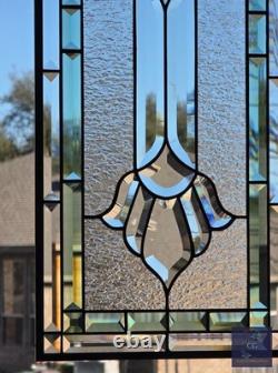 Stained glass hanging panel Victorian Seafoam Green Bevels