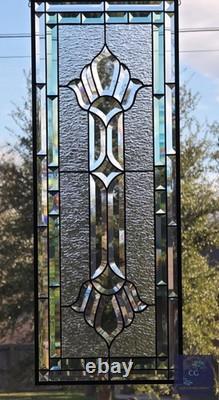 Stained glass hanging panel Victorian Seafoam Green Bevels