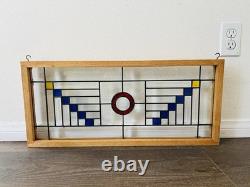 Stained glass panel Featured A Geometric Design 12/25 Inches