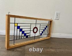 Stained glass panel Featured A Geometric Design 12/25 Inches