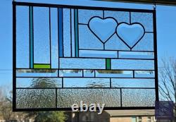 Stained glass panel beveled hearts, gift that says I love you. Valentine's