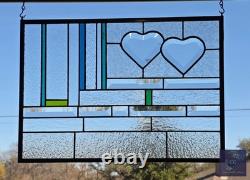 Stained glass panel beveled hearts, gift that says I love you. Valentine's