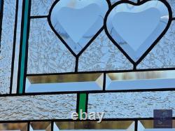 Stained glass panel beveled hearts, gift that says I love you. Valentine's