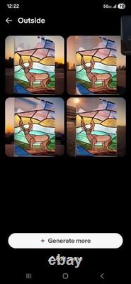 Stained glass panel featuring a buck in a landscape setting, Tiffany Style