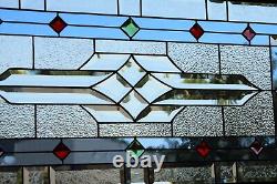 Stained glass panel, window hanging, jewels, bevels, rainbow 34.75x16.75-82x42cm