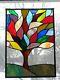 Stained glass tree window panel, art deco, abstract, hand crafted