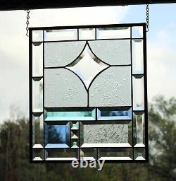 Stained glass window Panel star clear, colored bevels15.75x13.5