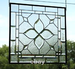 Stained glass window hanging, panel Square 21.75 3SQFT Handmade MADE TO ORDER